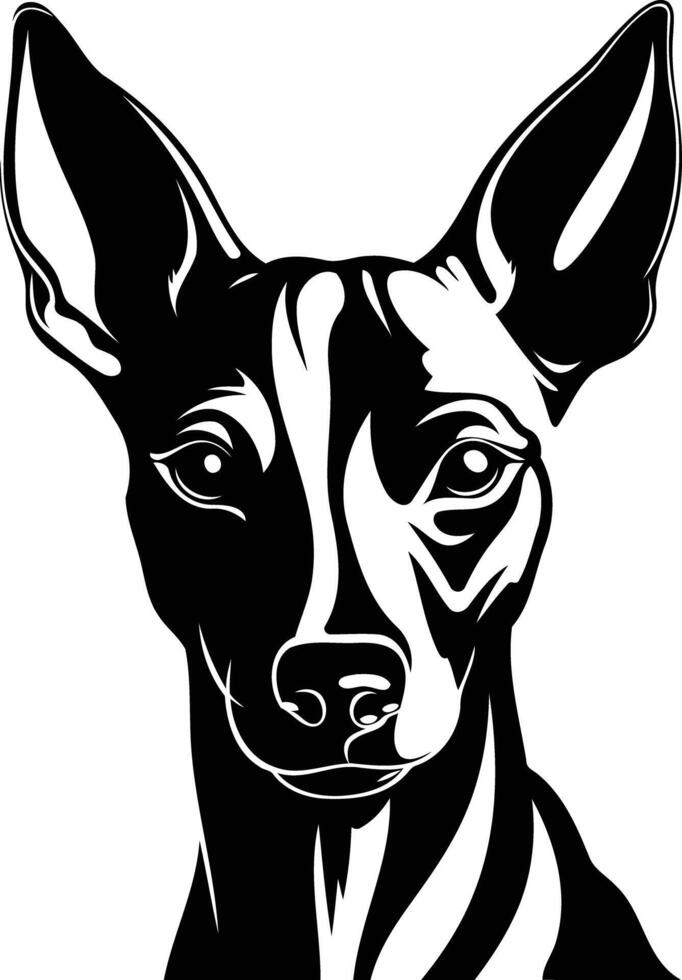 A striking black and white illustration of a dog's head, perfect for tattoo designs, pet portraits, and animal-themed graphics vector