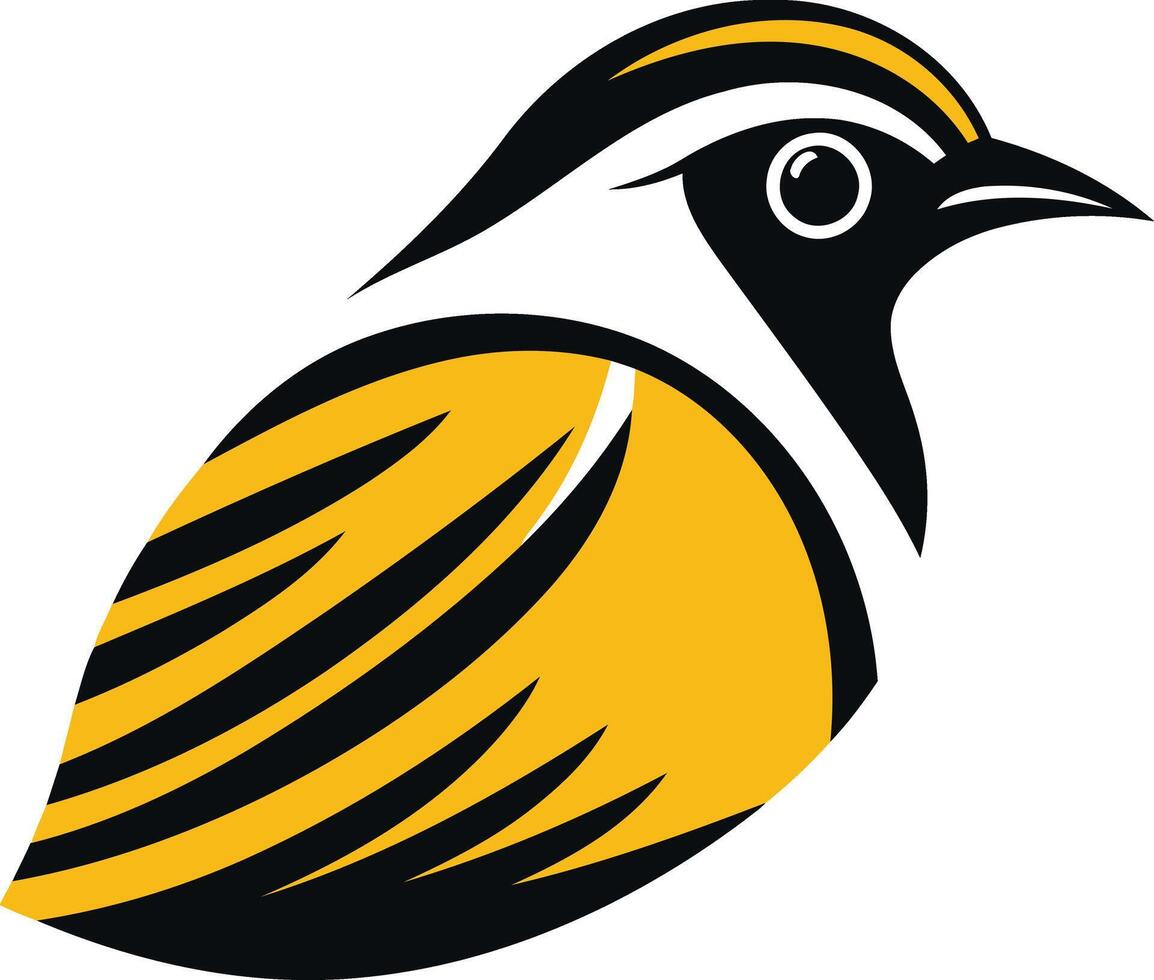 A stylized illustration of a bird with yellow and black plumage, perfect for use as a logo or mascot vector