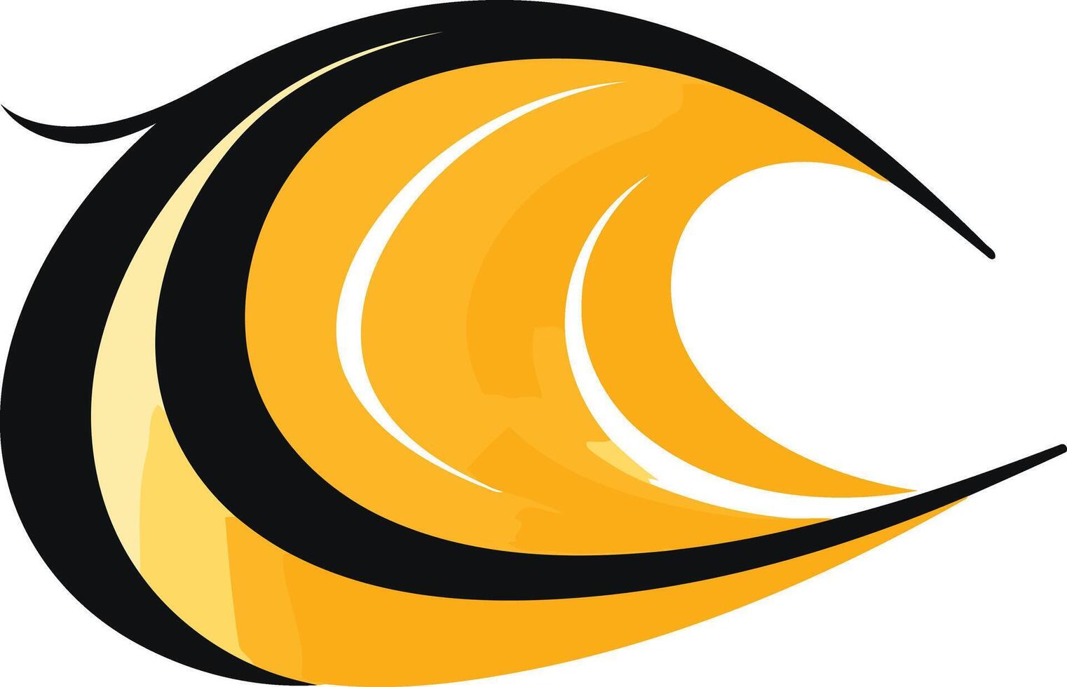 Abstract, dynamic logo design featuring a stylized wave in black and yellow vector