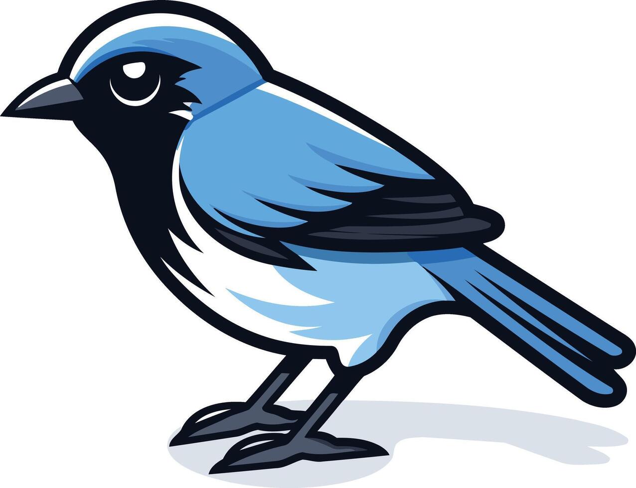 Cartoon Blue Bird with Black Eyes vector
