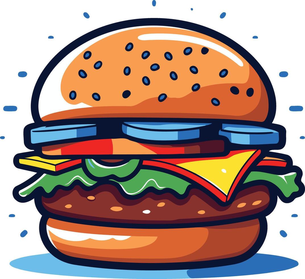A cartoon illustration of a delicious, juicy burger vector