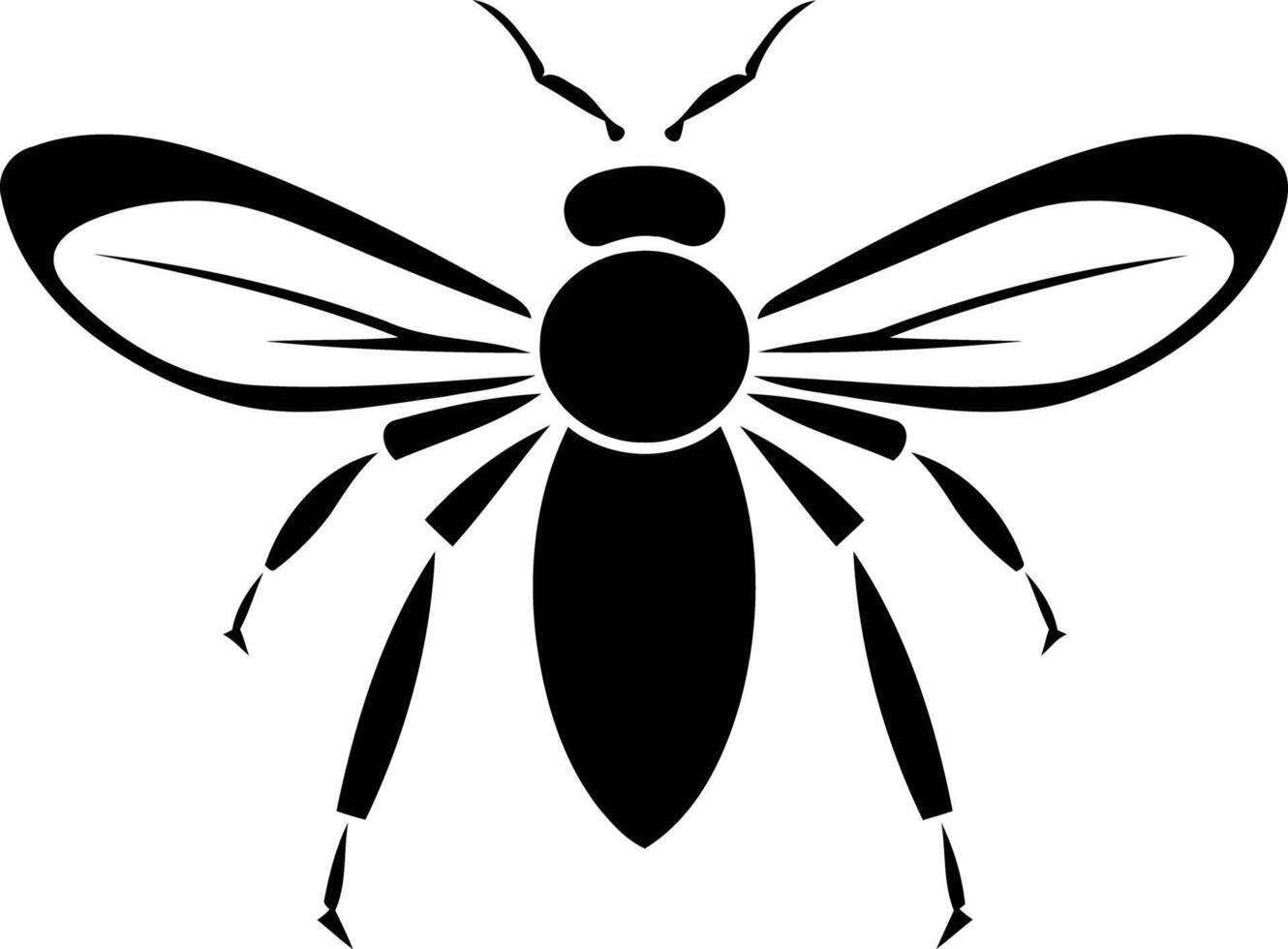 A simple, bold silhouette of a bee vector
