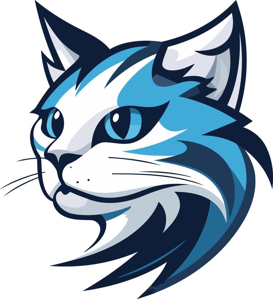 A fierce and playful blue cat mascot logo, perfect for branding a pet store, veterinary clinic, or any business seeking a friendly and memorable image vector