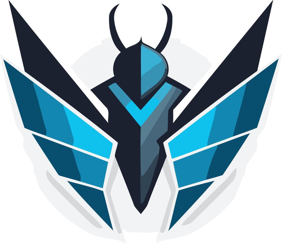 A modern, abstract logo design featuring a stylized insect with wings, evoking speed, agility, and power vector