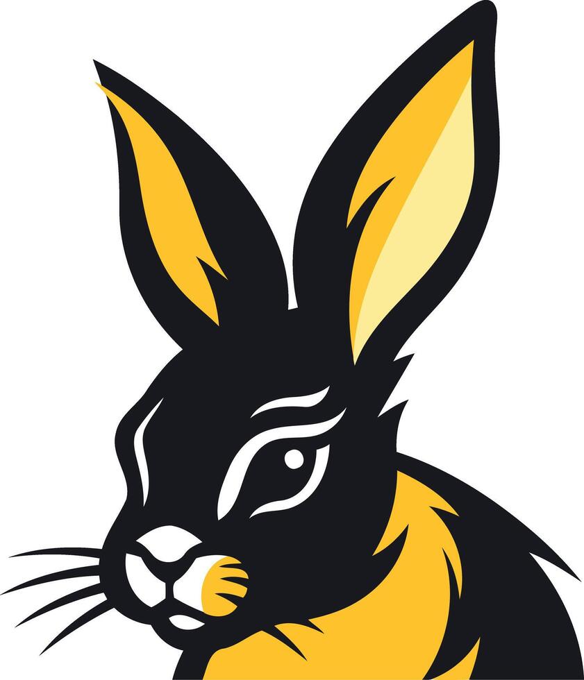 A bold and stylized black and gold rabbit head logo, perfect for a sports team, brand, or organization seeking a mascot with a strong presence vector