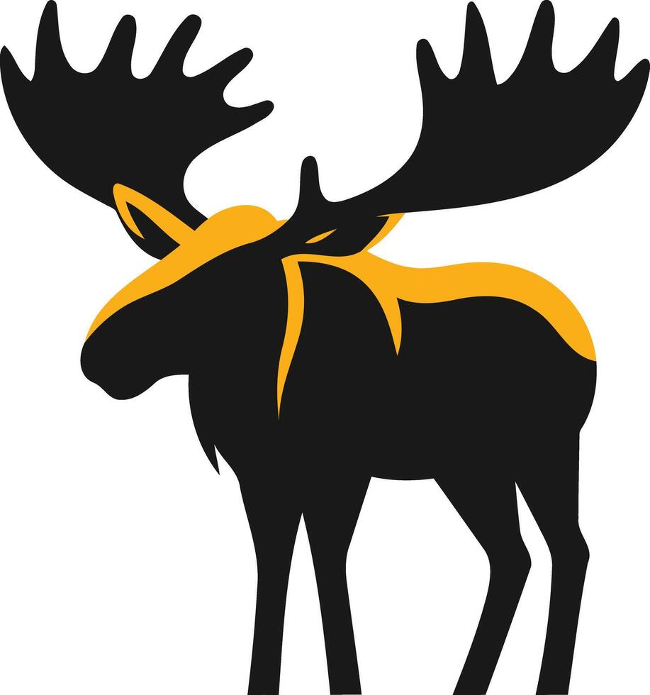 Black Silhouette of a Moose with Yellow Accents vector
