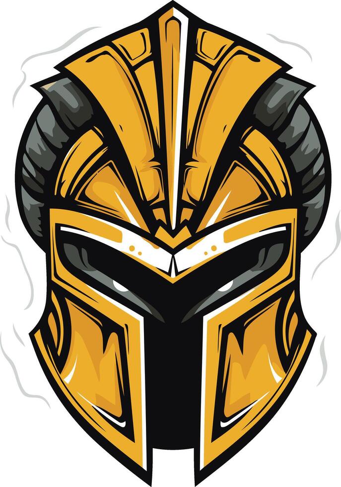 A striking illustration of a golden spartan helmet, perfect for adding a powerful and heroic touch to your designs vector