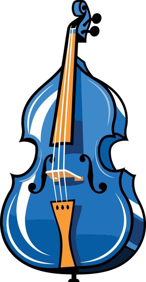 A vibrant blue cartoon double bass, perfect for music-related designs, posters, and social media graphics vector