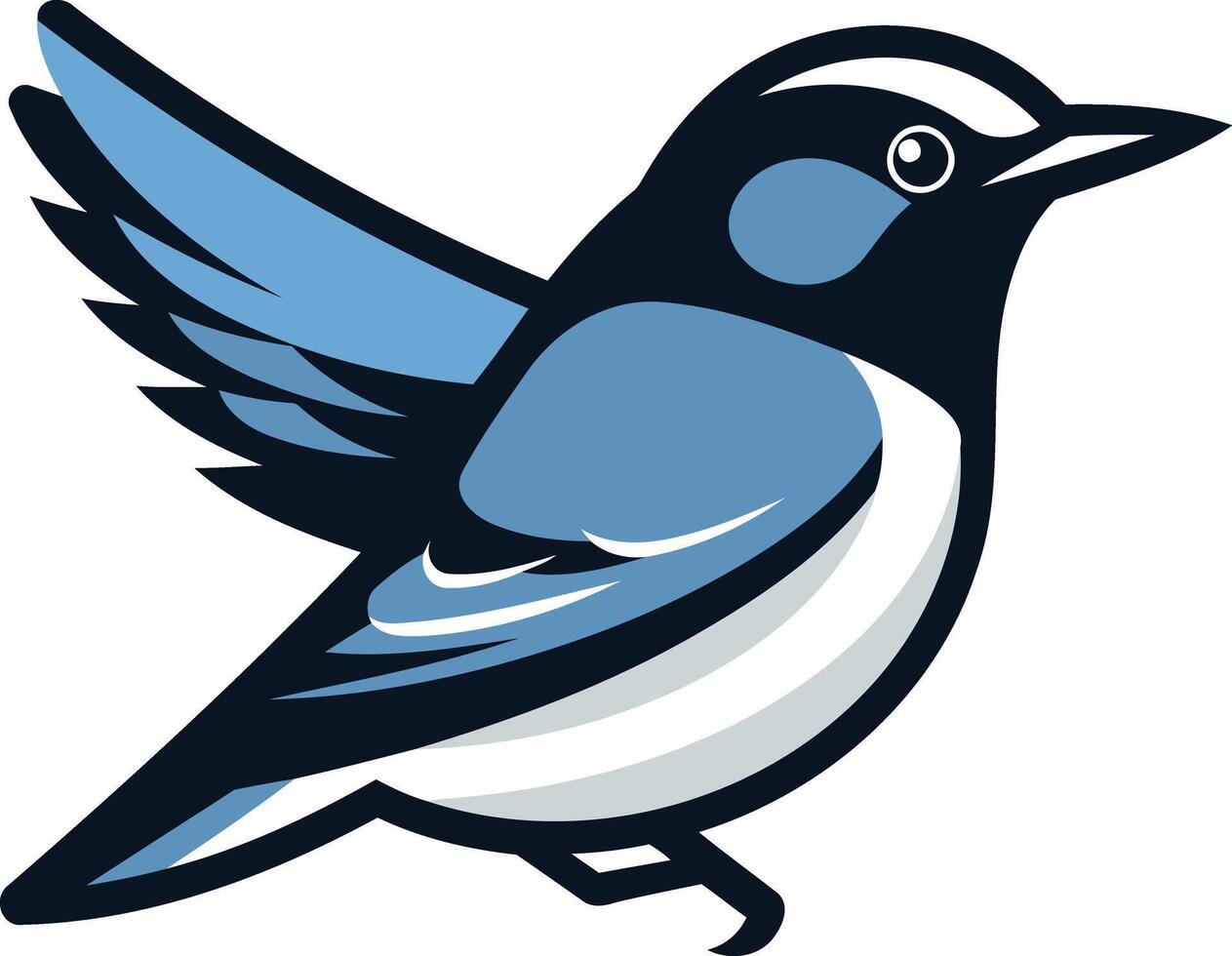 A stylized blue bird with outstretched wings, perfect for a logo or mascot design vector