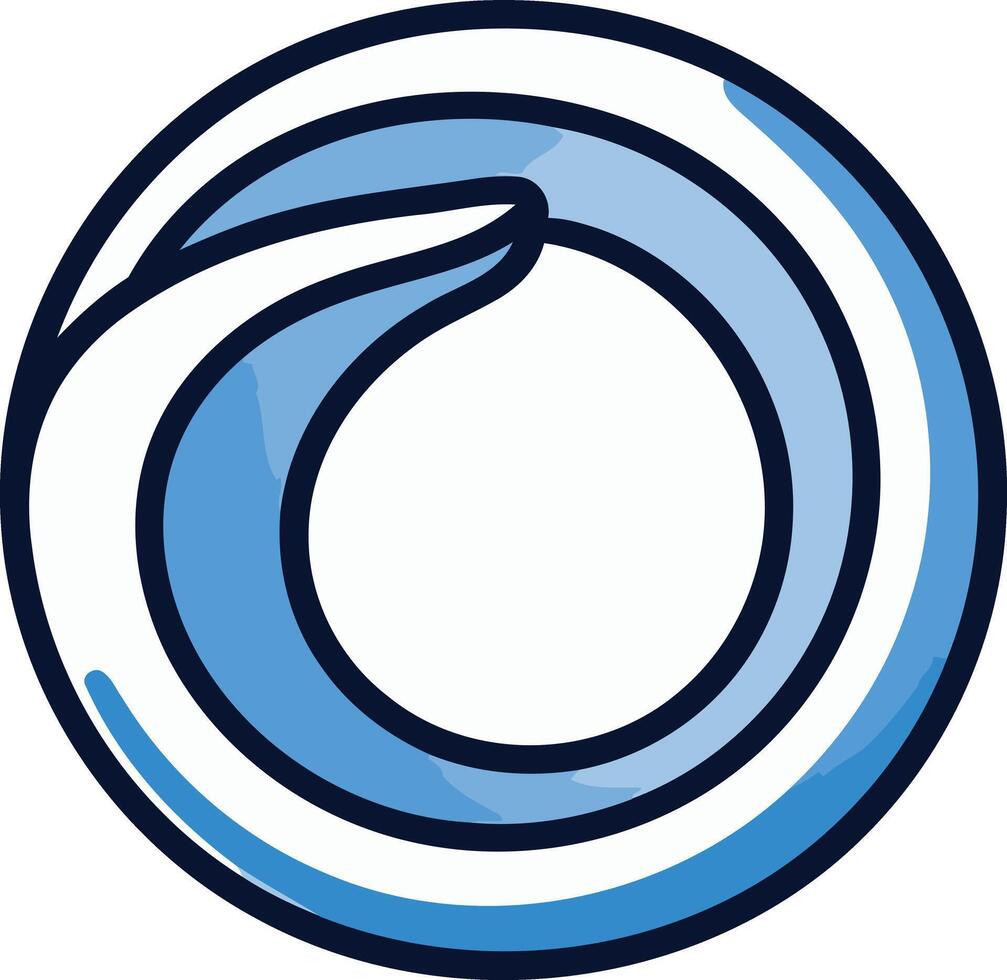 Abstract blue circular logo design with a stylized hand shape vector