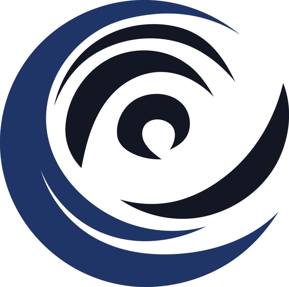Abstract logo design featuring a stylized wave with a circular shape, symbolizing movement, energy, and fluidity vector