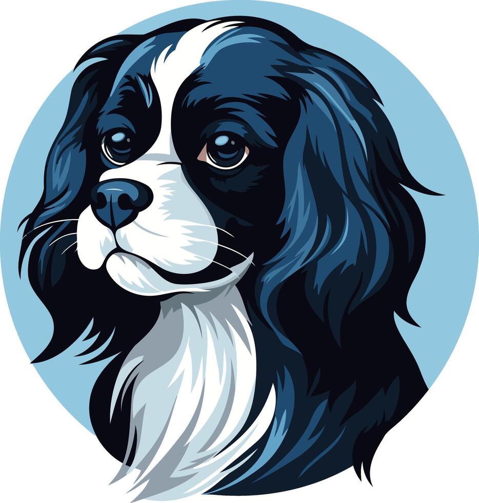 A charming and adorable illustration of a cavalier king charles spaniel, perfect for pet-related projects, branding, and design elements vector
