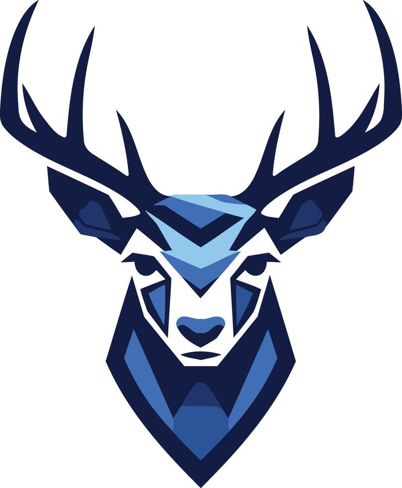 Geometric deer head logo in blue tones, perfect for a modern, nature-inspired brand vector