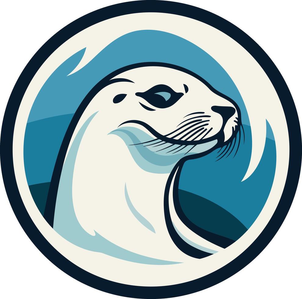Bold and stylized illustration of a seal's head, perfect for marine themed branding and designs vector