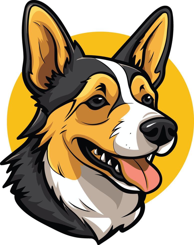 A friendly and cheerful cartoon illustration of a pembroke welsh corgi, perfect for pet-related businesses, merchandise, and social media content vector