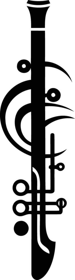 Stylish black and white tattoo design featuring a stylized clarinet vector