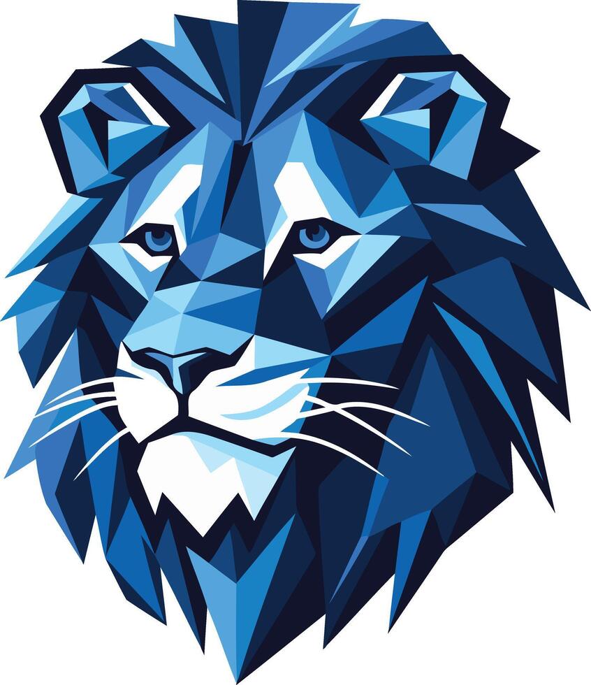 Geometric Blue Lion Portrait vector
