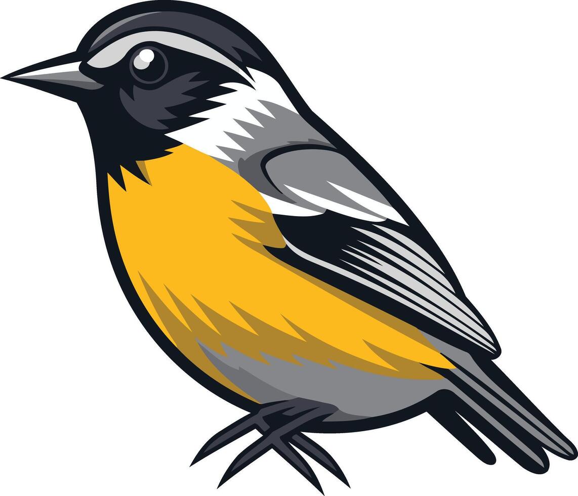 Yellow-Breasted Bird with Gray and Black Markings vector