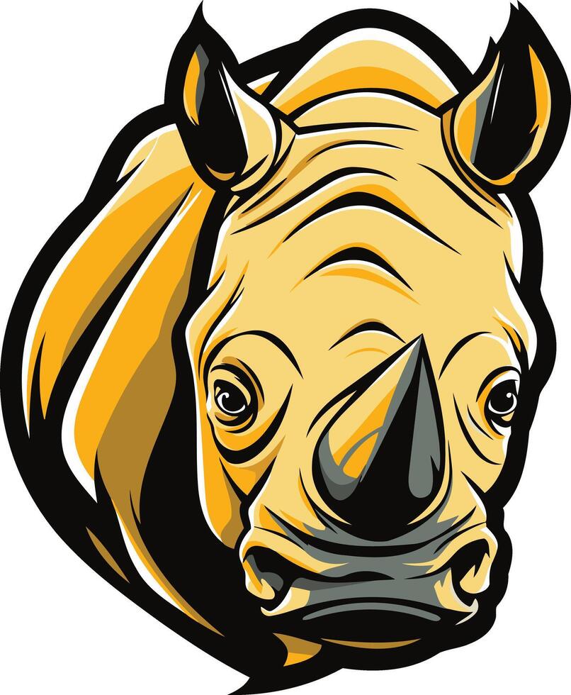 Close-up of a White Rhinoceros Head vector