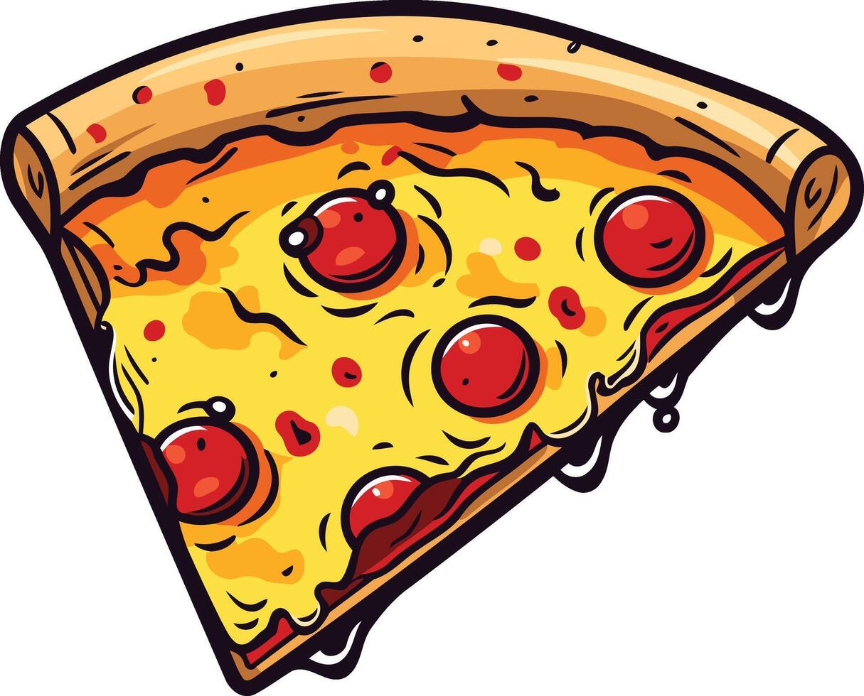 Delicious Pizza Slice with Melted Cheese and Toppings vector