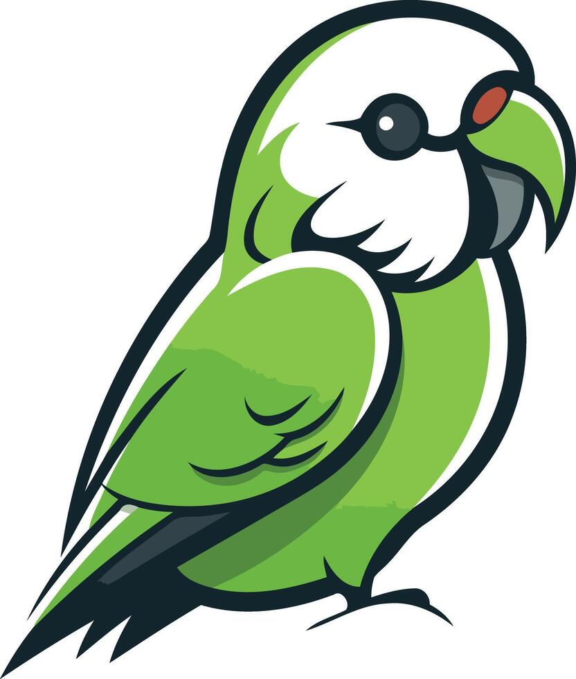 Cartoon Green and White Parakeet Illustration vector
