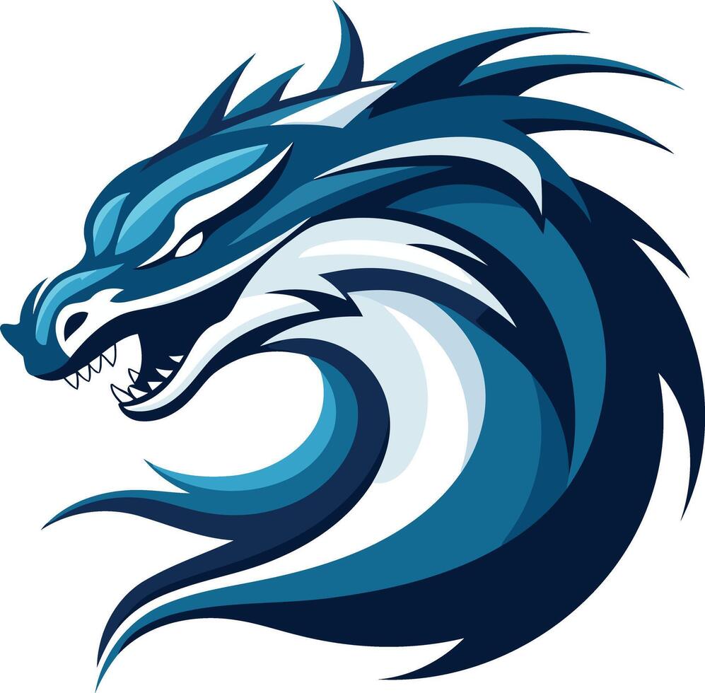 Fierce blue dragon mascot logo, perfect for gaming, sports teams, and other brands seeking a powerful and mythical image vector