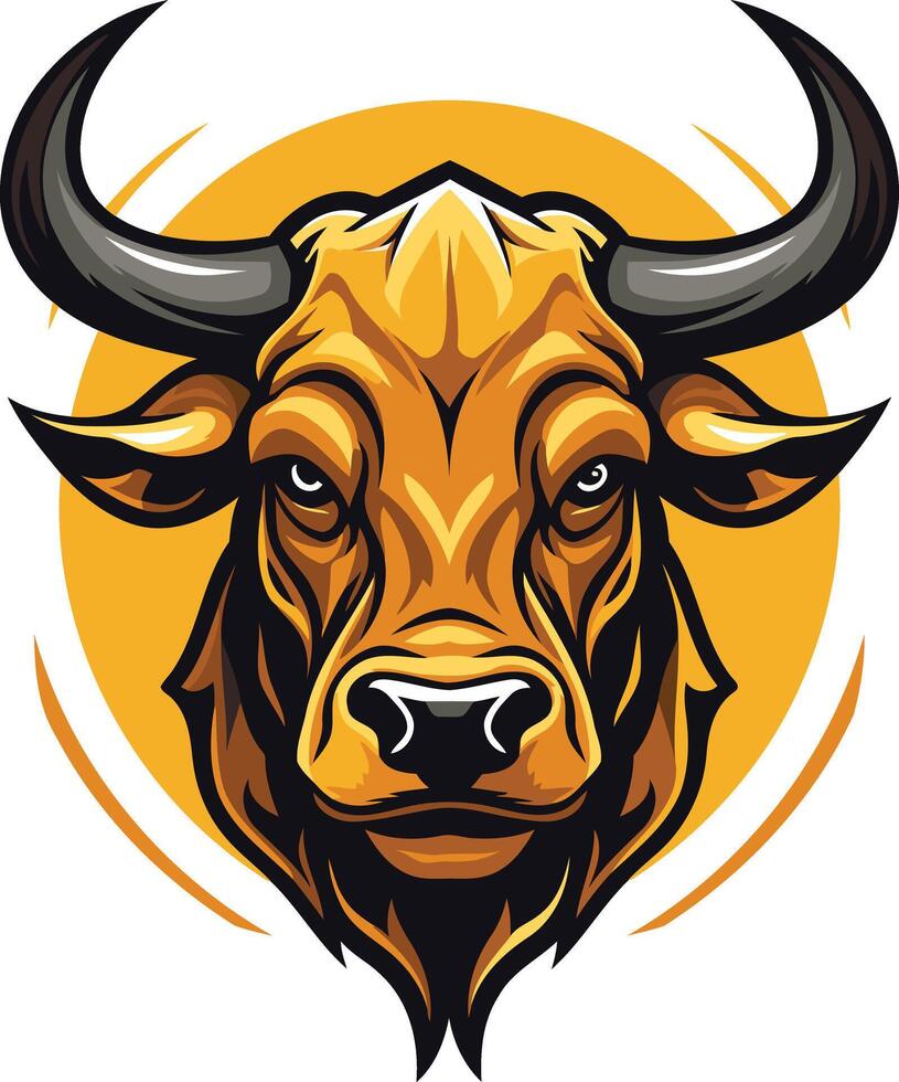 Powerful bull head illustration, perfect for logos, branding, and sports designs vector