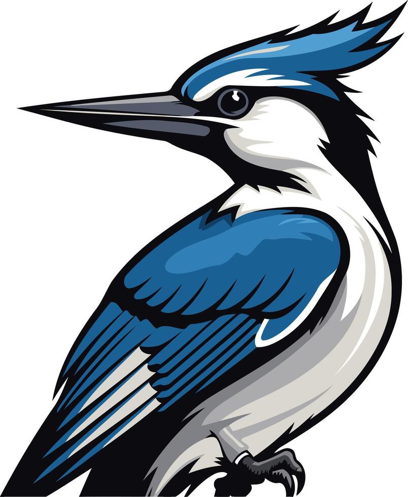 A bold and colorful illustration of a blue jay, perfect for sports teams, logos, or nature themed designs vector