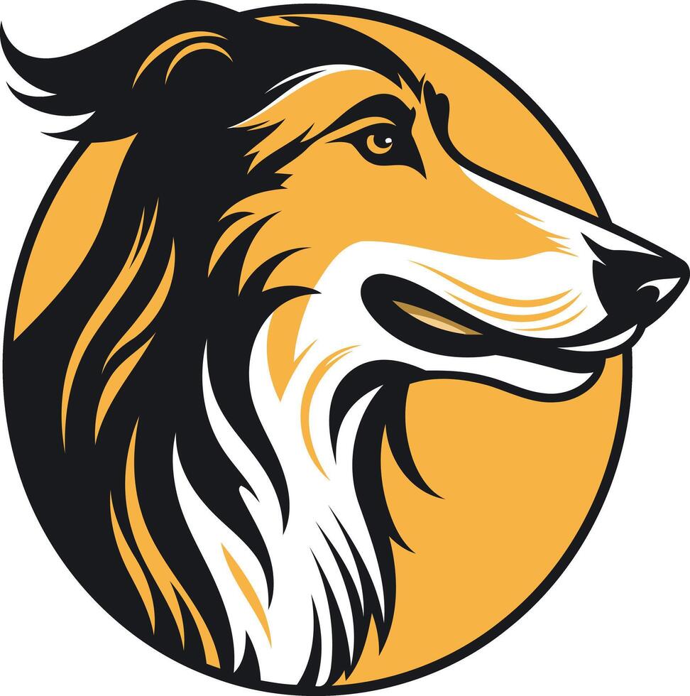 Collie Dog Head Profile in a Circle vector