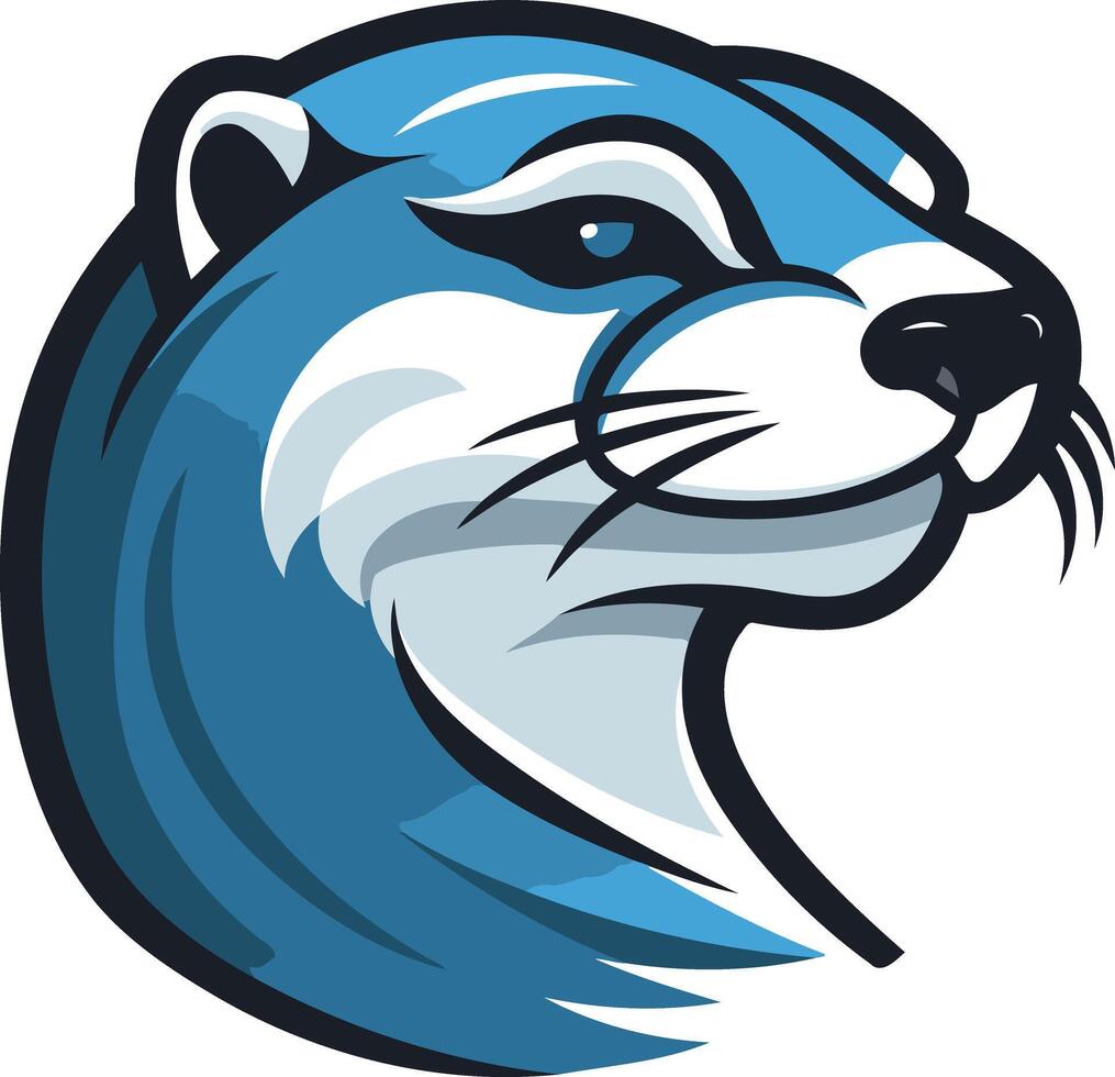 A bold and playful blue otter head illustration, perfect for a mascot or logo design vector