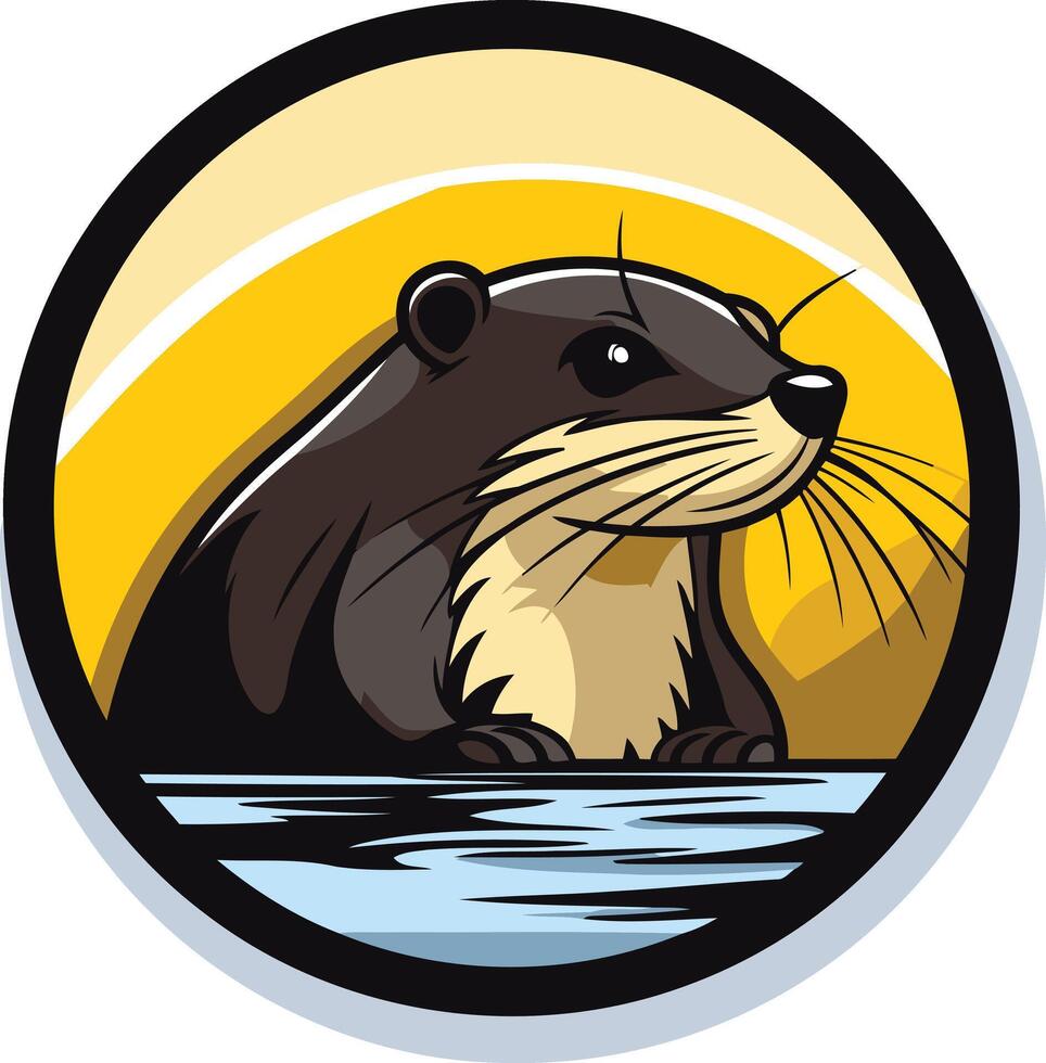 Otter Illustration in a Circular Frame vector