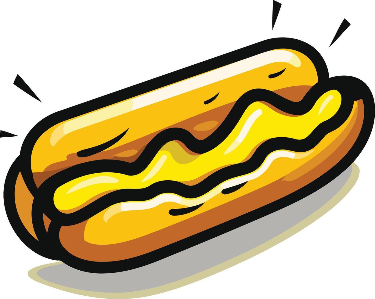 Cartoon Hot Dog with Mustard vector