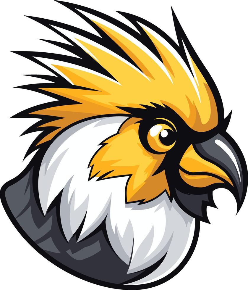 A bold and powerful illustration of a fierce bird's head, perfect for branding, mascot designs, and gaming projects vector