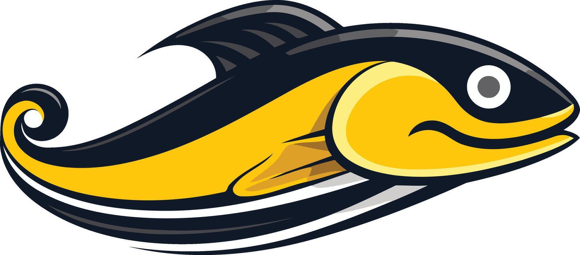 Cartoon Illustration of a Black and Yellow Fish vector