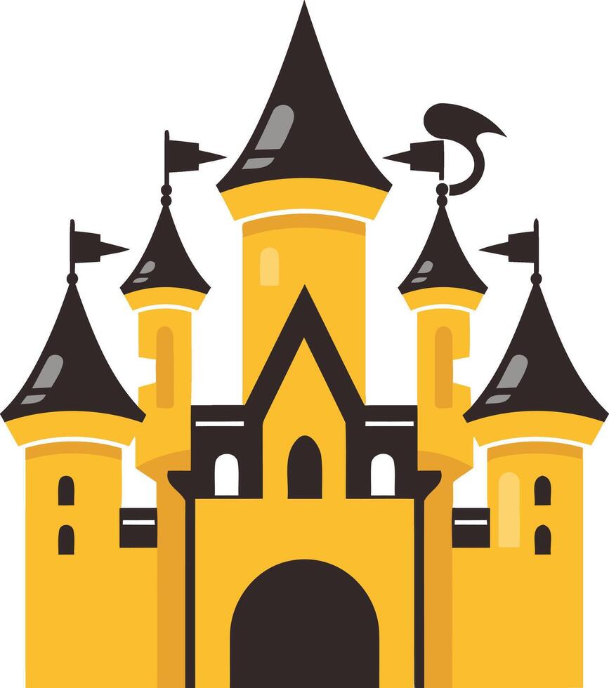 Yellow Castle with Black Towers vector