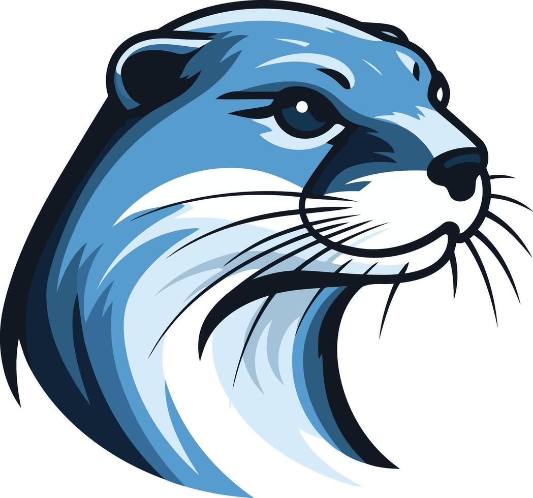 A bold and dynamic illustration of an otter head, perfect for logos, branding, and mascot designs vector