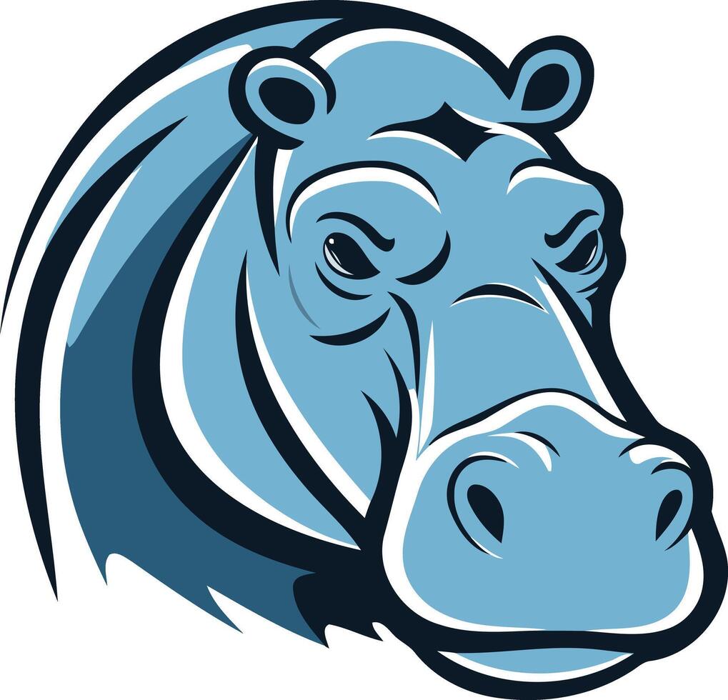 A fierce and powerful blue hippopotamus head illustration, perfect for branding, mascot, or sports team logos vector