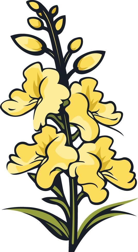 Bright Yellow Flower with Green Stem vector