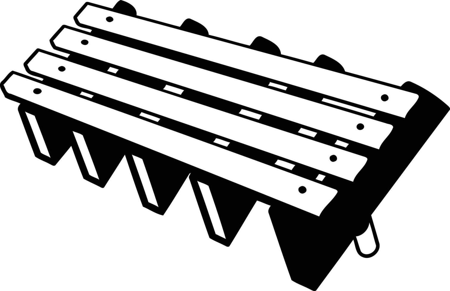 Black and white illustration of a simple, wooden bench vector