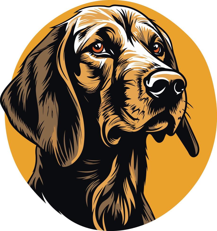 Portrait of a Hound Dog with Brown Fur vector