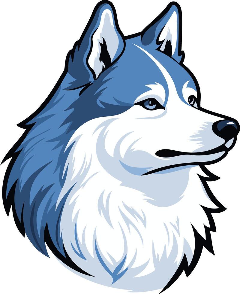 A bold and stylized illustration of a husky's head, perfect for branding, logos, and apparel designs vector