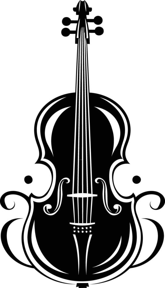 Stylish black and white violin logo with intricate floral details vector
