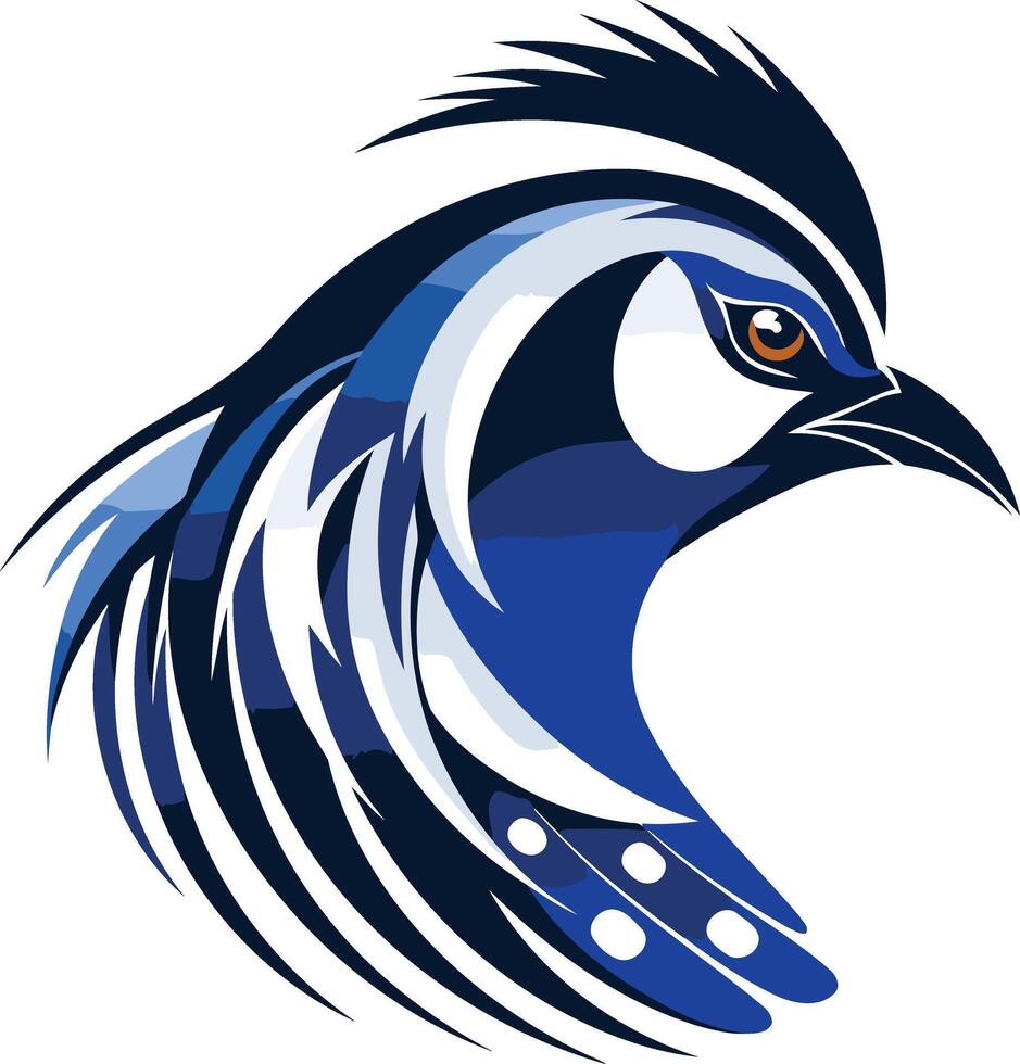 Abstract blue and black quail head logo, perfect for branding and design projects vector