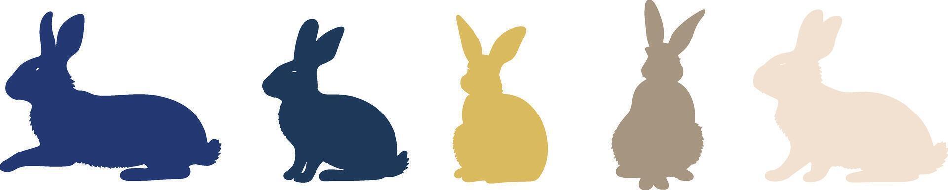 set of rabbit silhouette vector