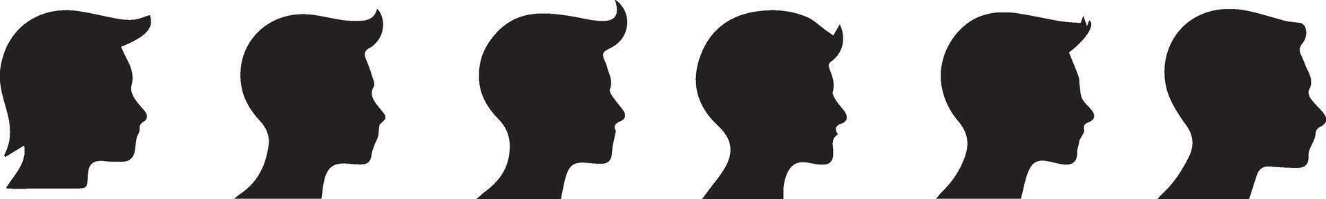 set of people head silhouette vector