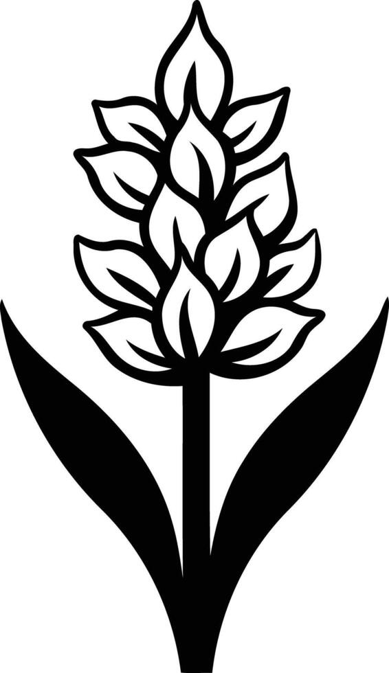 Simple black and white silhouette of a hyacinth flower vector