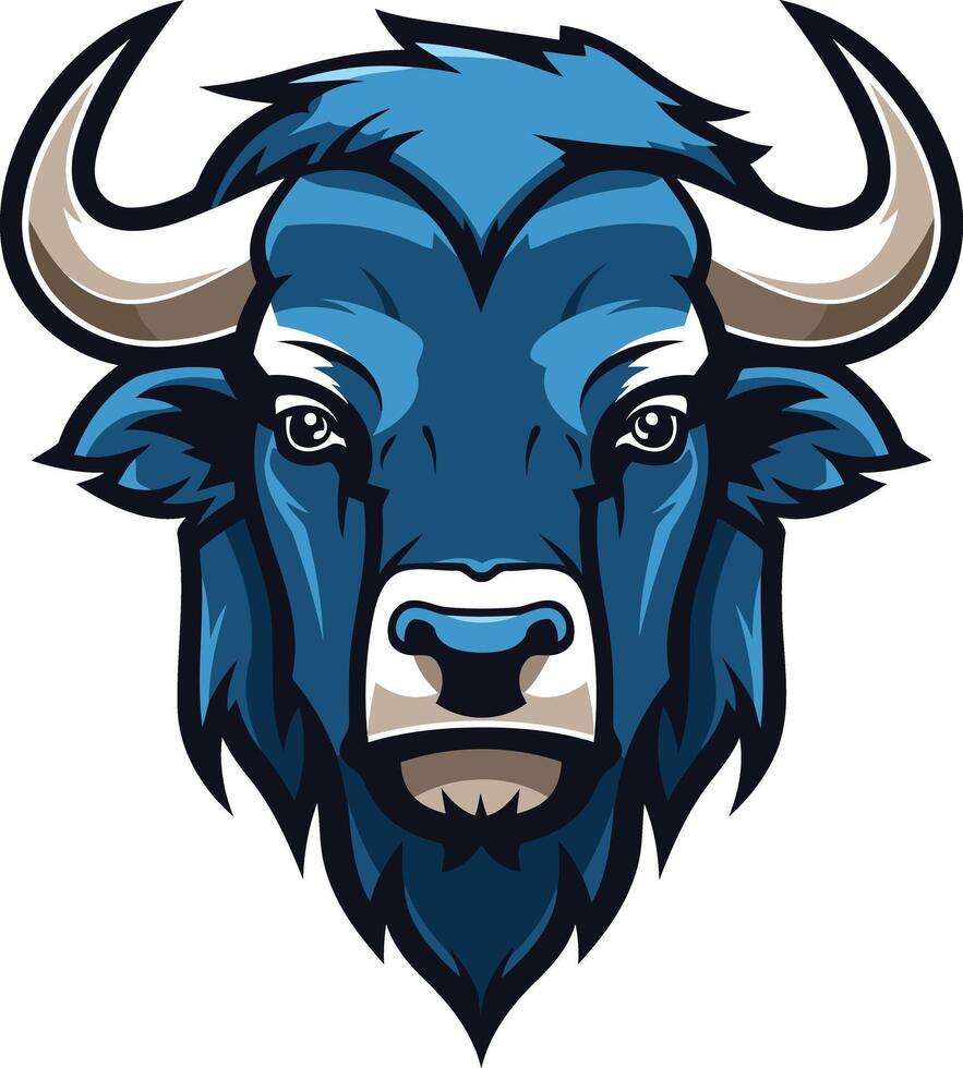 Powerful blue bull head logo design, perfect for a sports team or brand seeking a strong and bold image vector