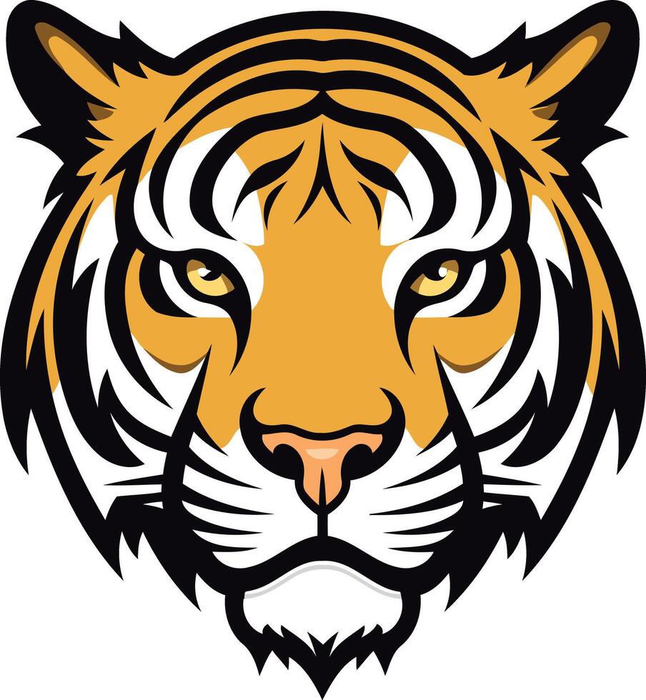 A bold and powerful tiger head illustration, perfect for mascot designs, sports logos, or any project needing a fierce and commanding presence vector
