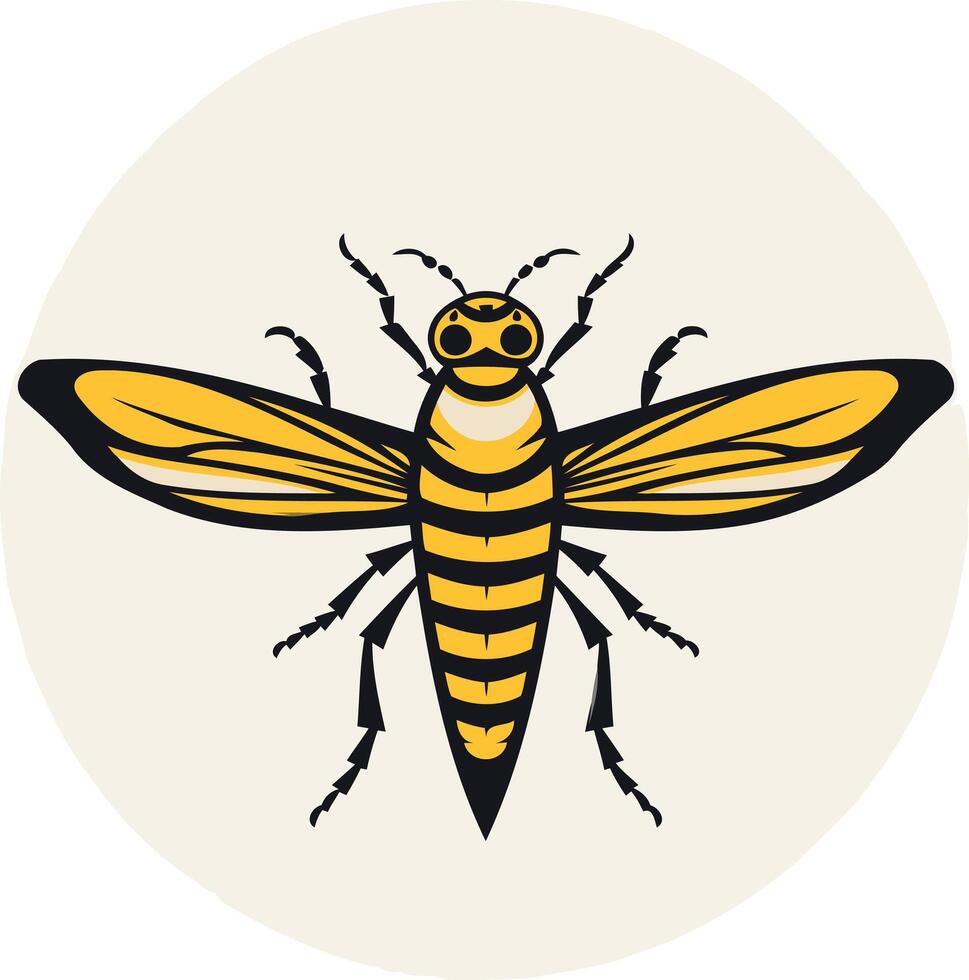 A bold and stylish illustration of a bee, perfect for branding, logos, and designs that require a touch of nature and industriousness vector