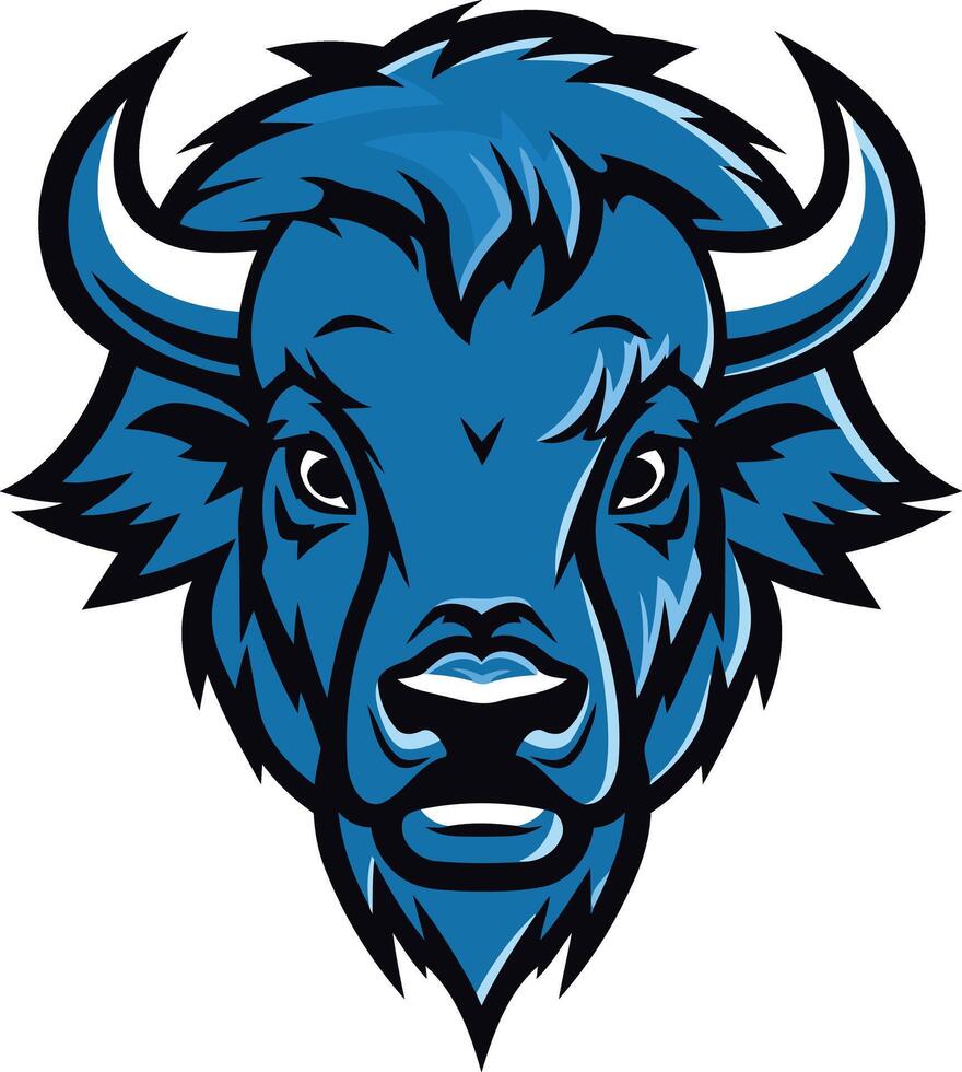 A powerful blue buffalo head mascot design, perfect for sports teams, brands, or organizations seeking a strong and enduring symbol vector